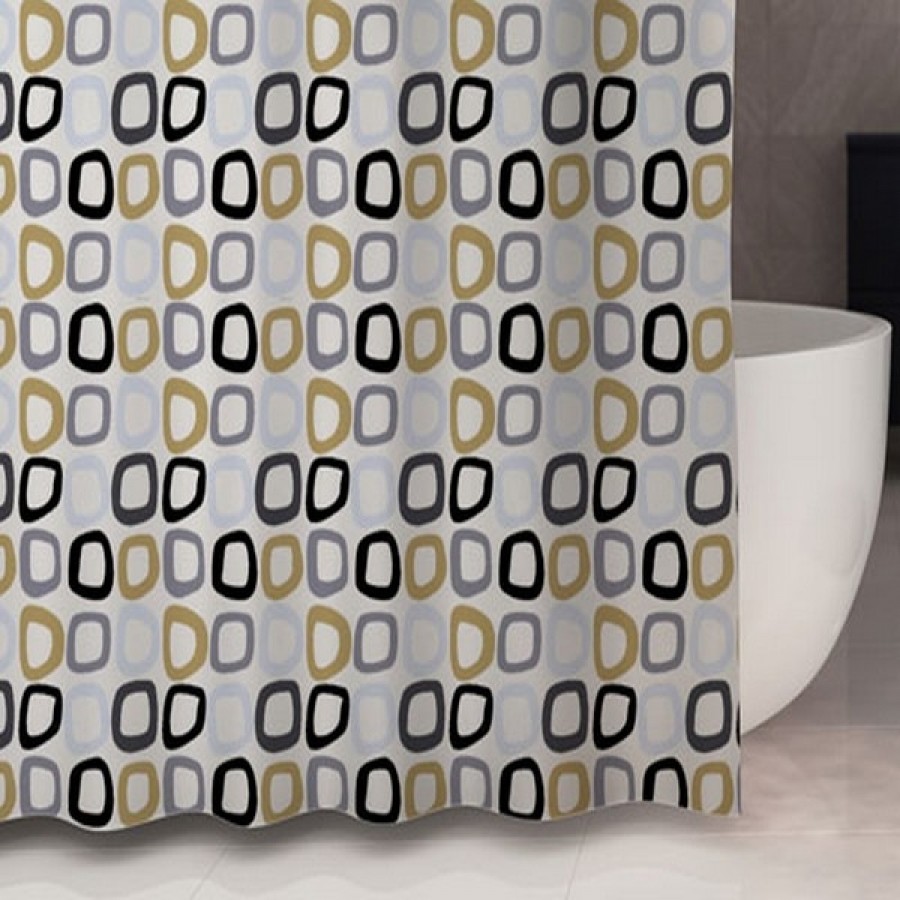 Retro badeforhæng m/kouse ringe 180x200 cm