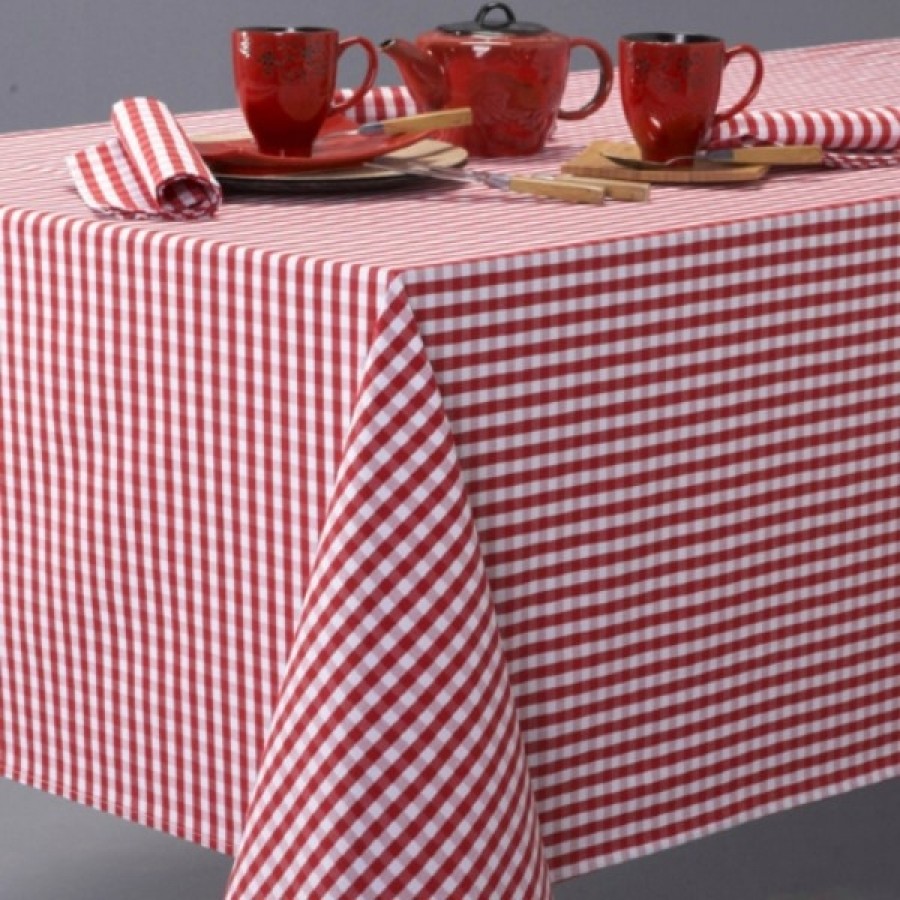 Akryldug Rød/Hvid ternet 160 cm Bred.