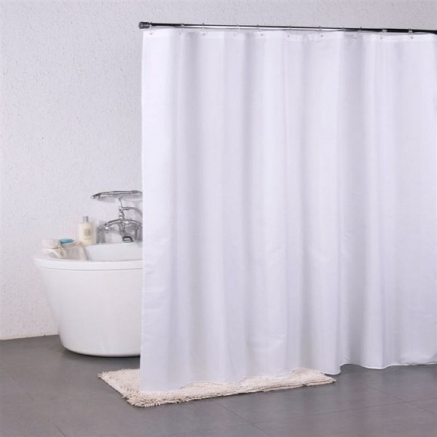  Hvidt Badeforhæng 180x200 m/kouse ringe